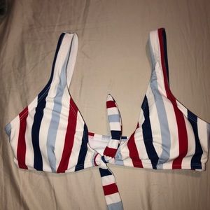 red white and blue tie bikini top